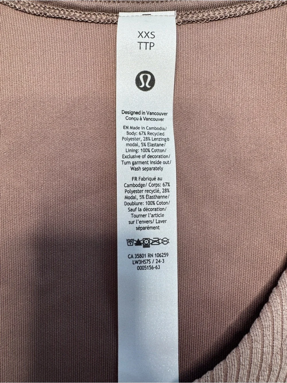 Lululemon Ribbed Softstreme Asymmetrical Long-Sleeve Shirt Taupetastic Size XXS